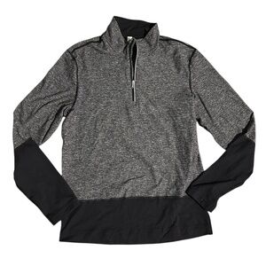 Lululemon Quarter Zip Long Sleeve – Gray/Black Panel Workout Top - Size L